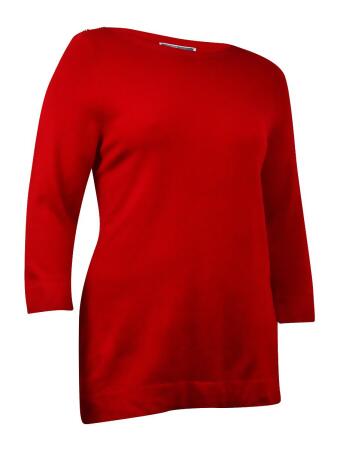 Jm Collection Women's Buttoned-Shoulders Boat Neck Sweater - XL