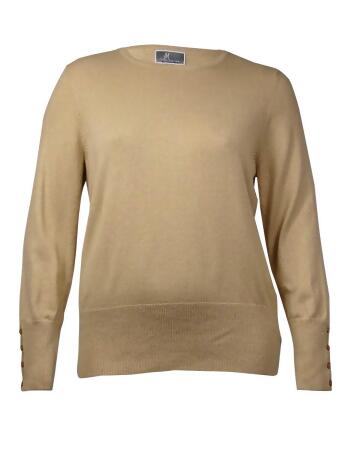 Jm Collection Women's Metallic Buttoned-Sleeves Sweater - XL