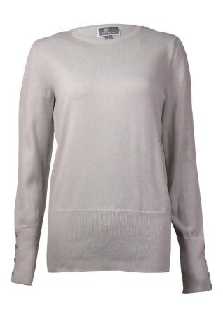 Jm Collection Women's Metallic Buttoned-Sleeves Sweater - XL