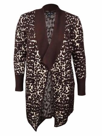 One A Women's Open-Front Animal Waterfall Cardigan - LXL