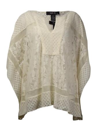 Style Co Women's Mixed-Media Poncho Blouse - PXS