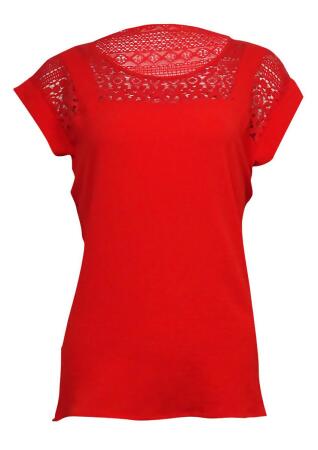 Ny Collection Women's Illusion Lace Crepe Top - XS