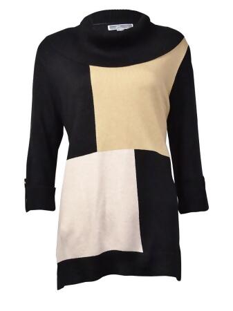 Jm Collection Women's Metallic Colorblocked Cowl Sweater - XL