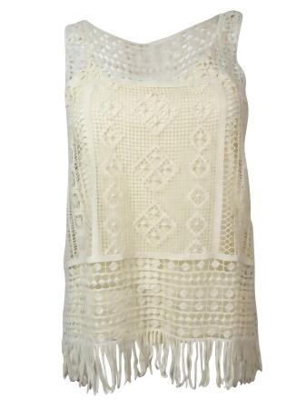 Ralph Lauren Women's Scoop Neck Fringe Crochet Tank Top - PM