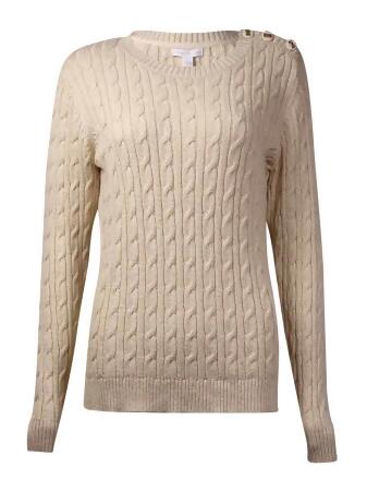 Charter Club Women's Button-Trim Metallic Crewneck Sweater - XL