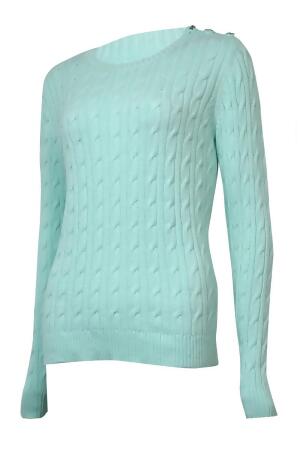 Charter Club Women's Button-Trim Cable Crewneck Sweater - PXL
