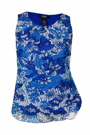 Alfani Women's Floral Print Lace Overlay Sleeveless Top - 1X