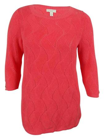 Charter Club Women's Wave-Knit 3/4 Sleeves Sweater - 1X