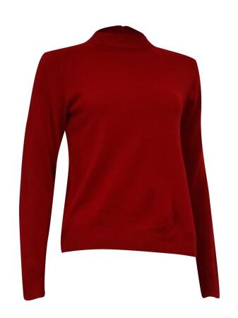 Karen Scott Women's Semi Zipped Mock Turtleneck Sweater - L