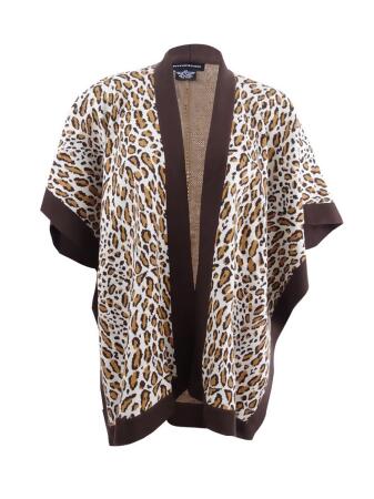 Sutton Studio Womens Merino Wool Leopard Poncho Wrap Misses - Misses one size