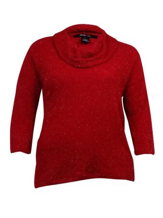 Style Co. Women's 3/4 Sleeves Cowl Eyelash Sweater - 1X