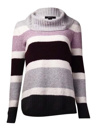 Style Co. Women's Striped Cowl Neck Sweater - L