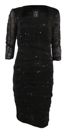 Jax Women's Solid Textured 3/4 Sleeve Dress - 4