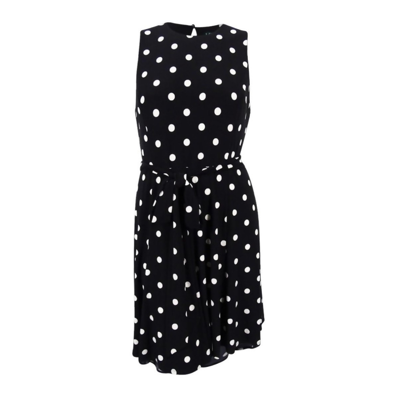 cream and black polka dot dress