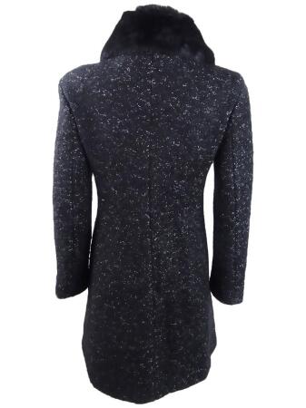 Dkny asymmetrical-zip discount faux-fur-collar coat