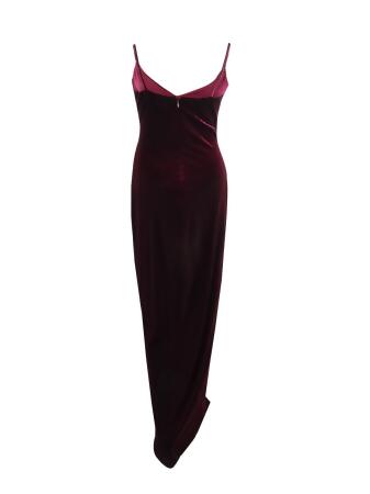 Betsy & adam cheap strapless velvet slit gown