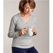 Womens Rib Button Lounge Top S Grey Marl Womens Rib Button Lounge Top S Grey Marl
