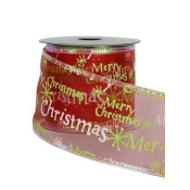 Merry Christmas Pattern Red Organza Ribbon - 3m Merry Christmas Pattern Red Organza Ribbon - 3m