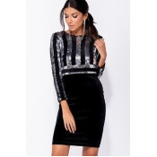 Sequin Velvet Long Sleeve Bodycon Dress Sequin Velvet Long Sleeve Bodycon Dress