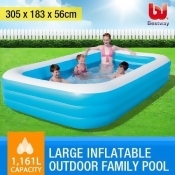 BESTWAY Blue Rectangular Large Inflatable Outdoor Family Pool BESTWAY Blue Rectangular Large Inflatable Outdoor Family Pool