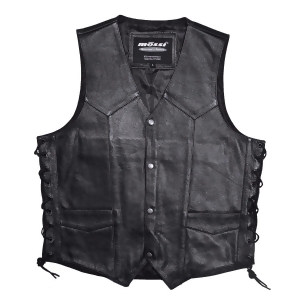 Men's Mossi Side Lace-Up Black Leather Vest Live To Ride Ride To Live - 50