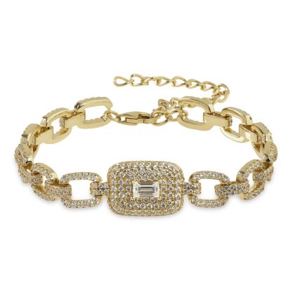 LOREN - Pave Square Radiant Cut Link Bracelet - Final Sale