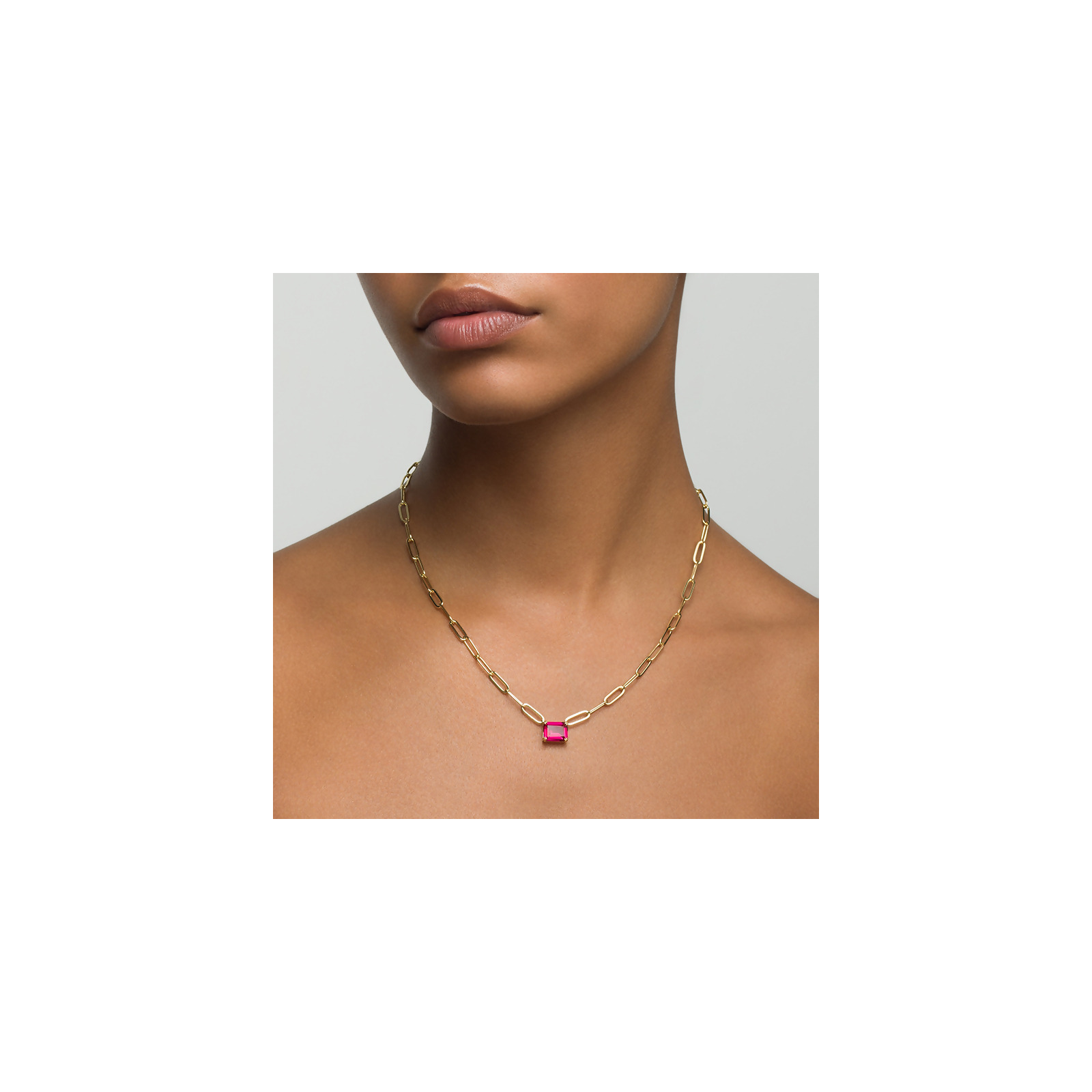 SCARLETT - Petite Solitaire Paperclip Necklace