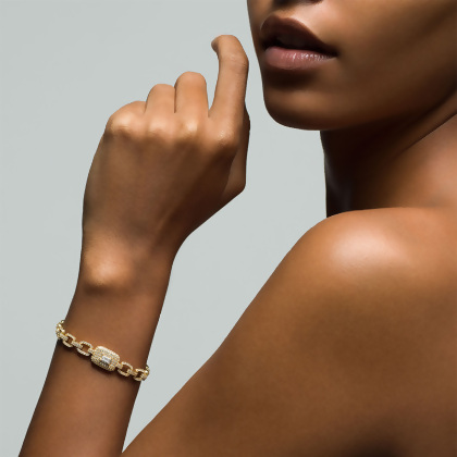 LOREN - Pave Square Radiant Cut Link Bracelet - Final Sale