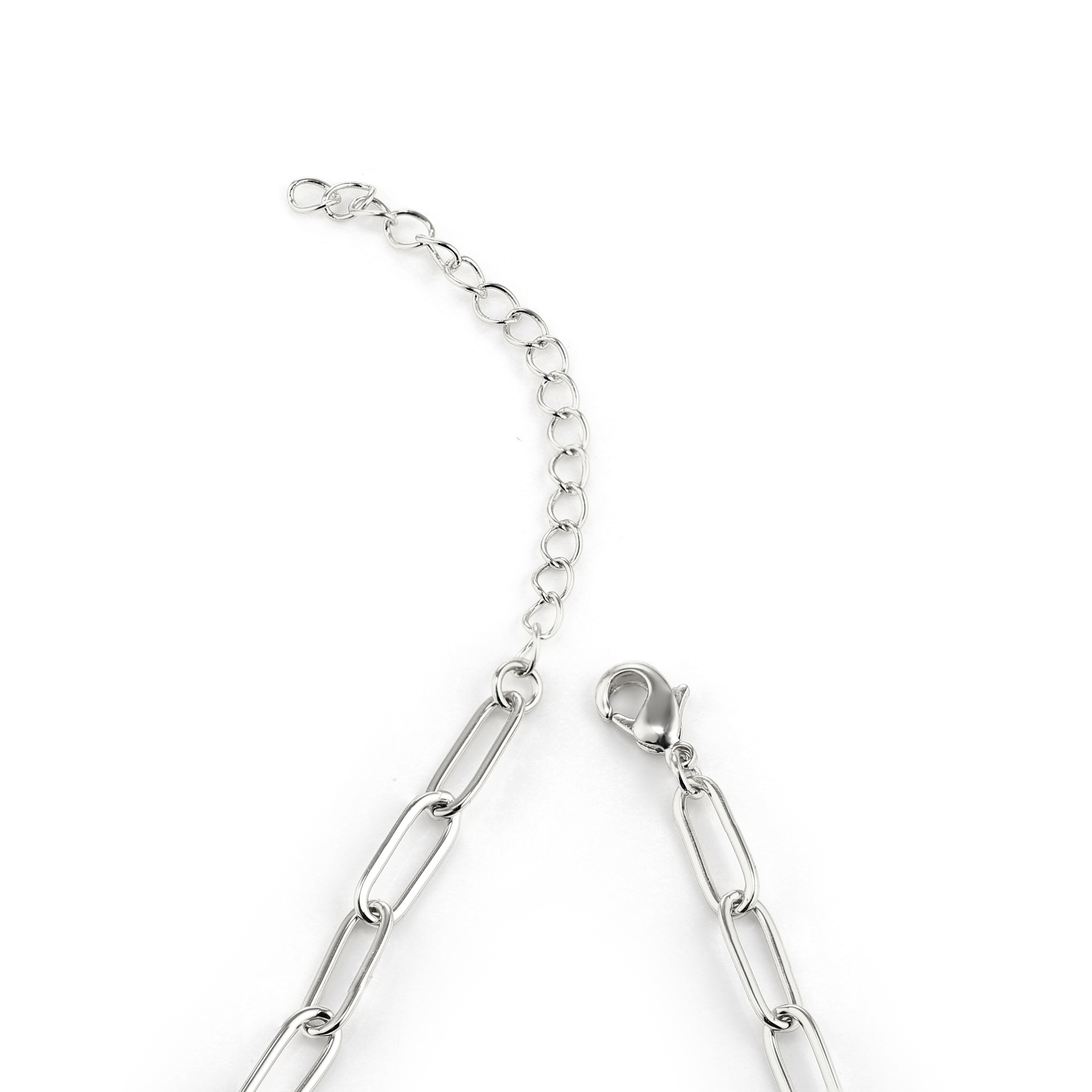 MARIA - Paperclip Necklace With Pave Oval Link