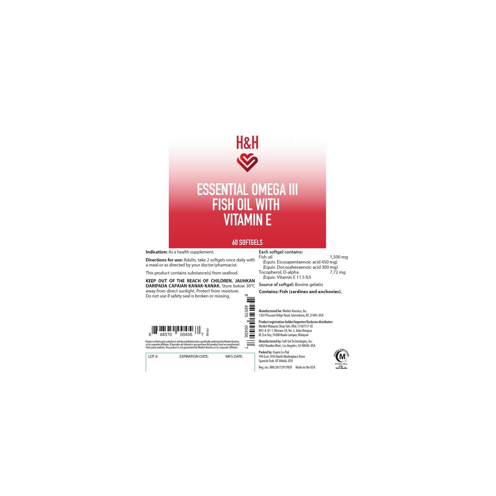 H&H™ Essential Omega III Fish Oil with Vitamin E