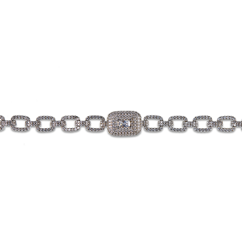 LOREN - Pave Square Radiant Cut Link Necklace - Final Sale
