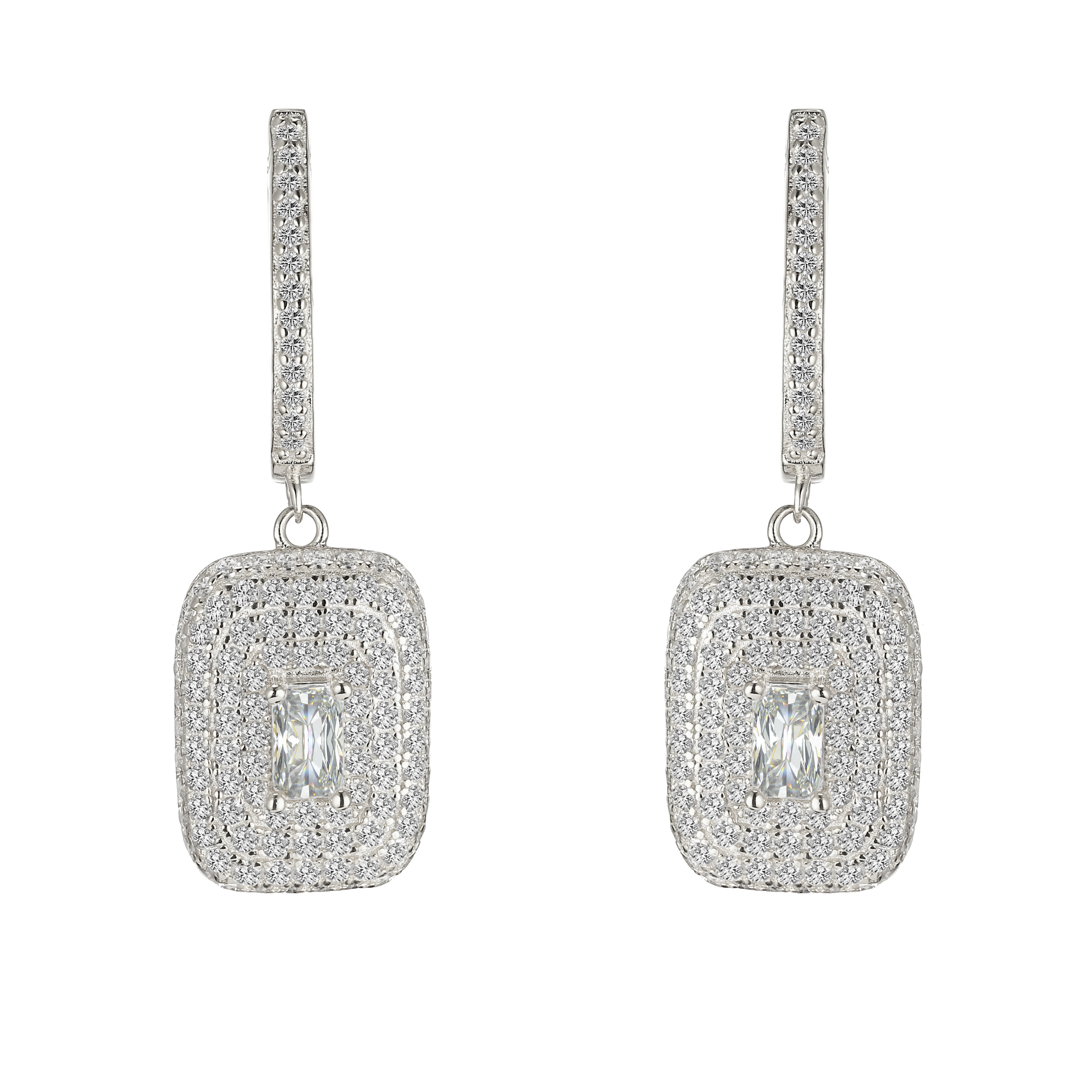 LOREN - Pave Square Radiant Cut Huggie Earrings - Final Sale