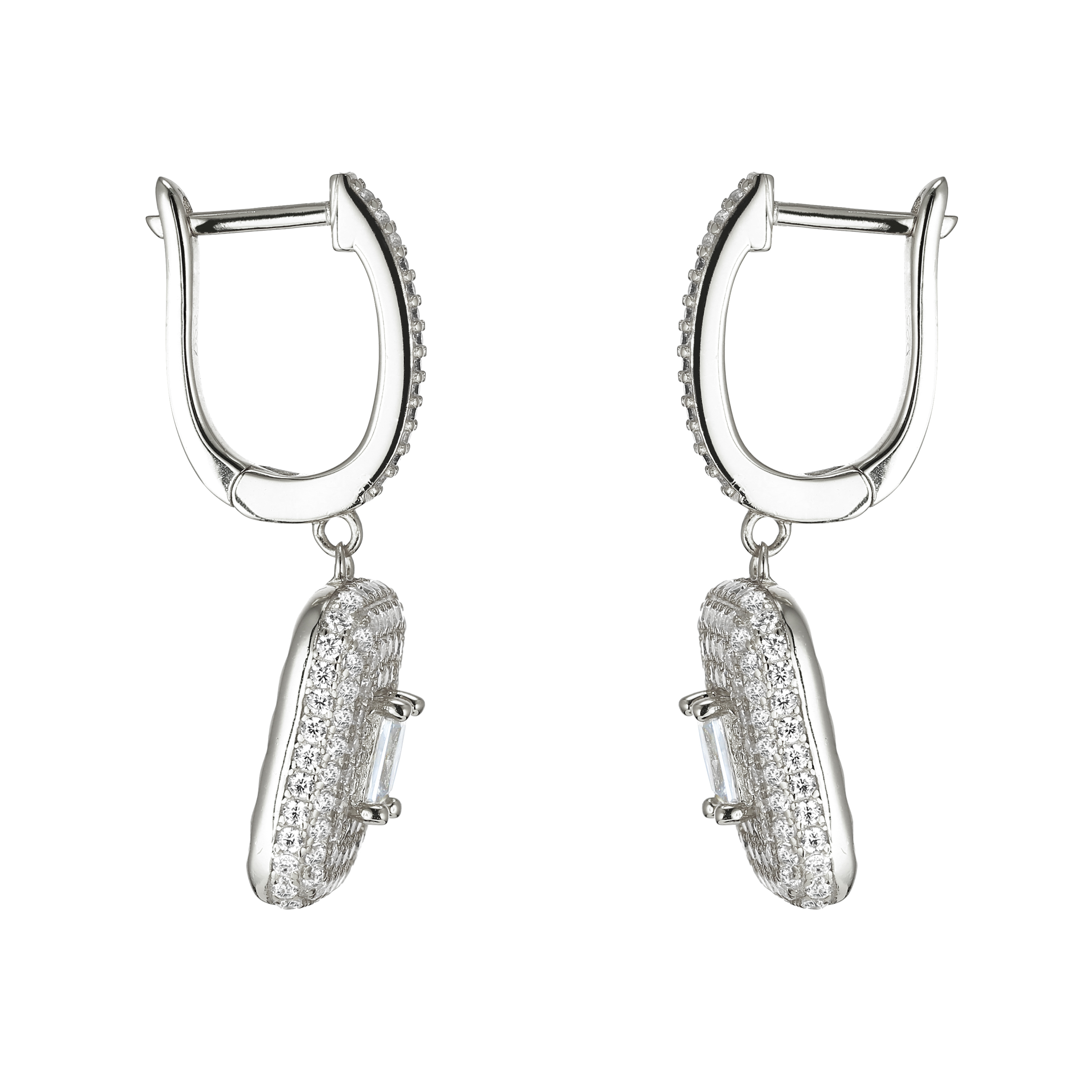 LOREN - Pave Square Radiant Cut Huggie Earrings - Final Sale