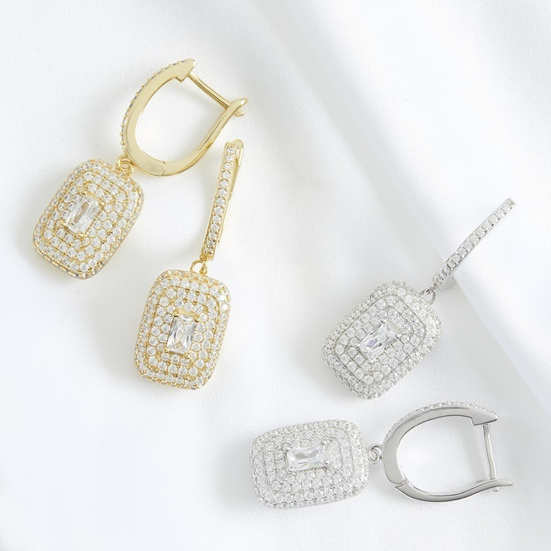 LOREN - Pave Square Radiant Cut Huggie Earrings - Final Sale