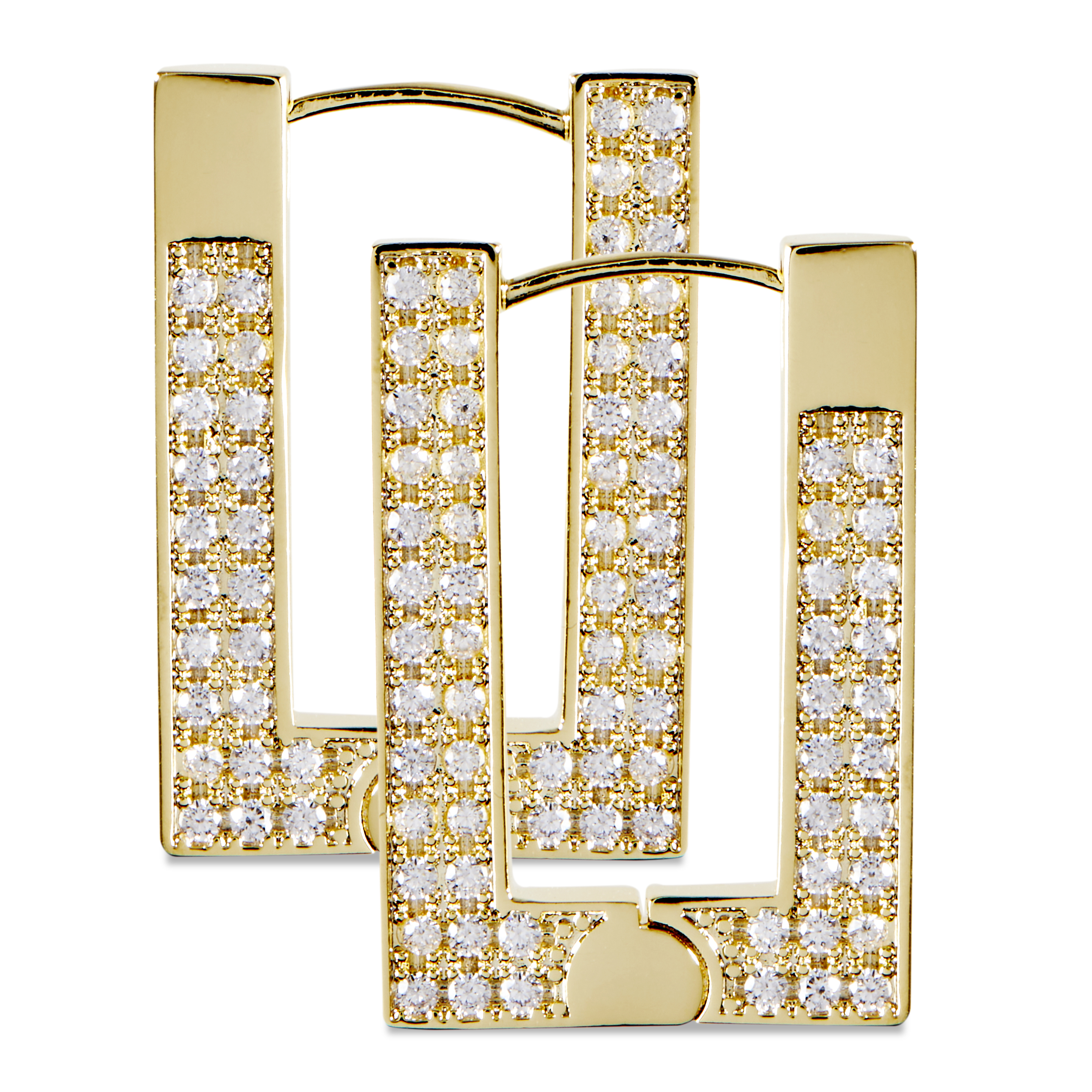 RUE – Pavé Rectangle Hoop Earrings