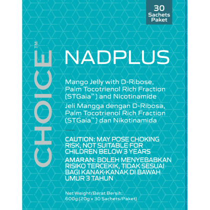 Choice™ NADPLUS Mango Jelly with D-Ribose, Palm Tocotrienol Rich Fraction (STGaia™) and Nicotinamide