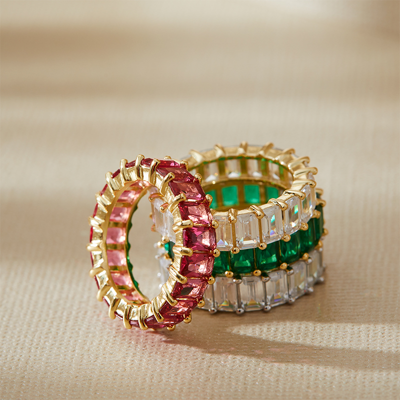 AMBER - Emerald Cut Eternity Band