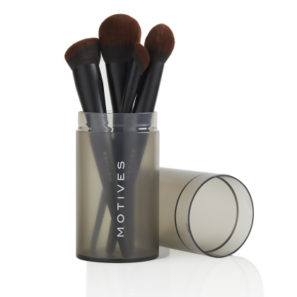 Motives Essential Complexion 4-Piece Brush Set displayed in storage case.