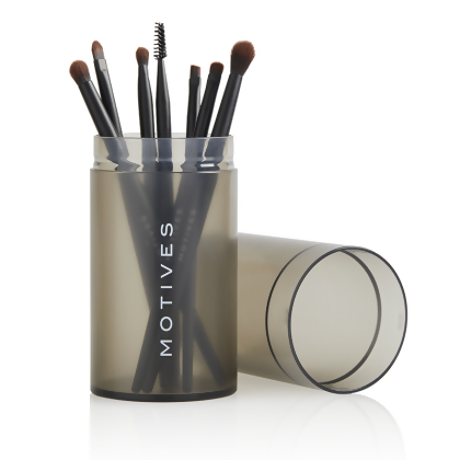 Motives Essential Eye 7-Piece Brush Set displayed in storage case.