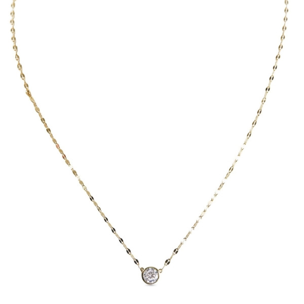 KATIE - Textured Solitaire Necklace - Gold | Clear