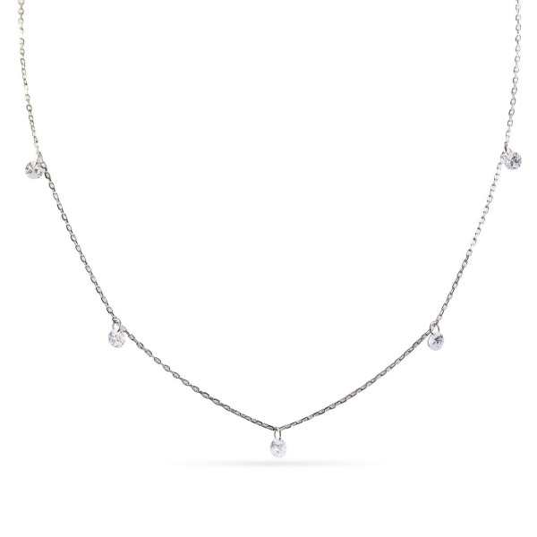 DESI - Pierced Round Cut Necklace - Silver | Clear