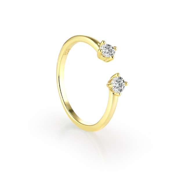 NICOLE - Double Solitaire Ring - Size 5 - Gold | Clear