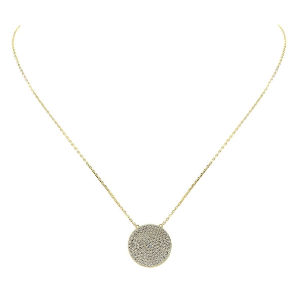 KAMILA - Pave Coin Pendant - Gold | Clear