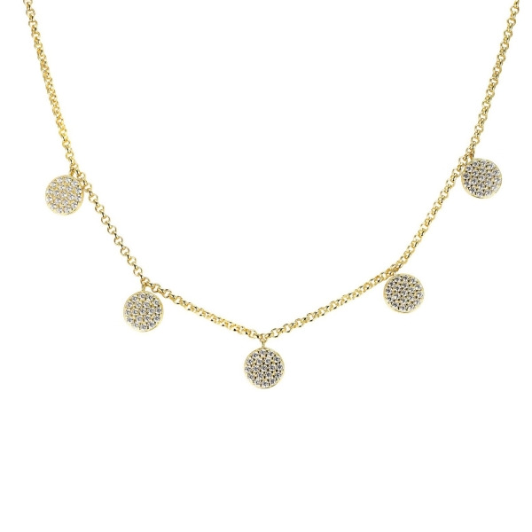 AKEMI - Pave Coin Dangle Necklace - Gold | Clear