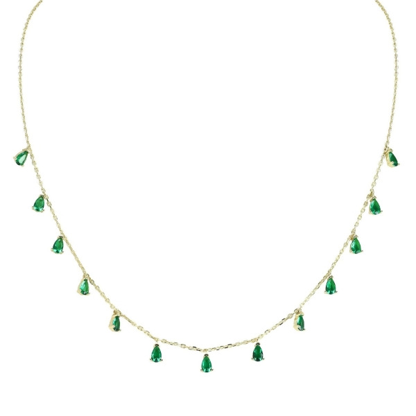 KAI - Pear Drop Necklace - Gold | Green