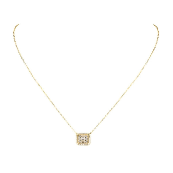 KEEGAN - Illusion Halo Baguette Necklace - Gold | Clear