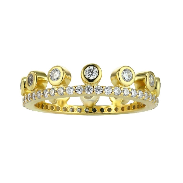 PRIYA - Crown Ring - Size 5 - Gold | Clear