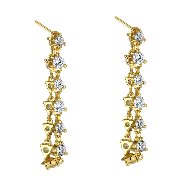BISOUS - Prong Set Loop Earrings - Gold | Clear