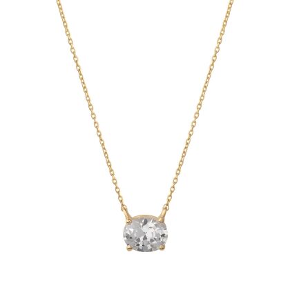 CORA - Oval Cut Solitaire Pendant (SPECIAL) - Gold | Clear