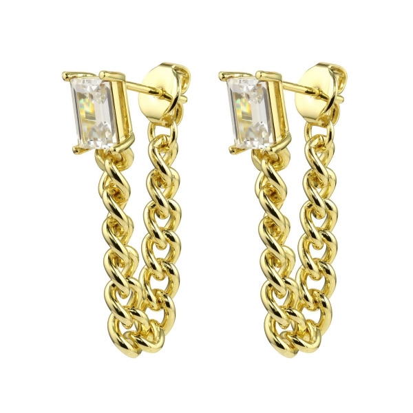 EMERSON – Emerald Cut Rope Loop Earrings - Gold | Clear